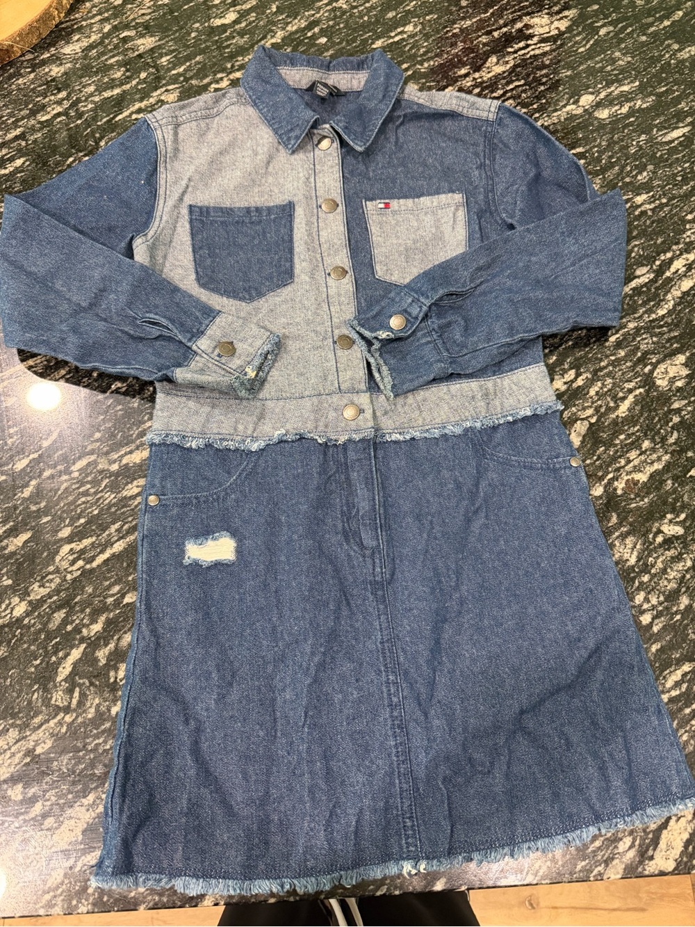 Tommy Hilfiger Two-Tone Blue Denim Jacket Dress 8-10